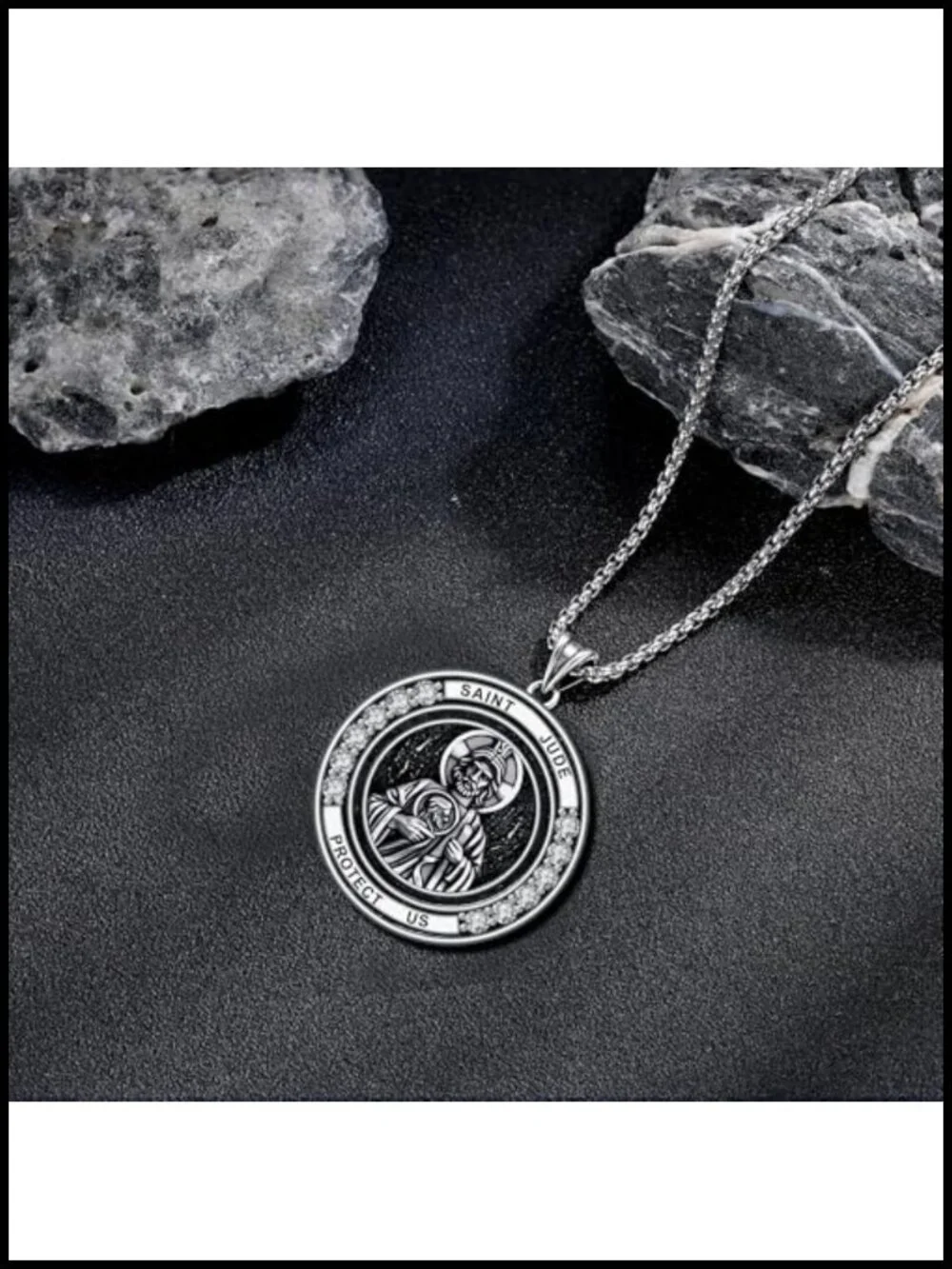 925 Sterling Silver Saint Jude Medal Necklace for Men Women